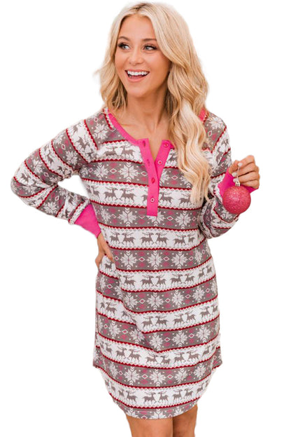 Vestido de pijama henley con estampado navideño 