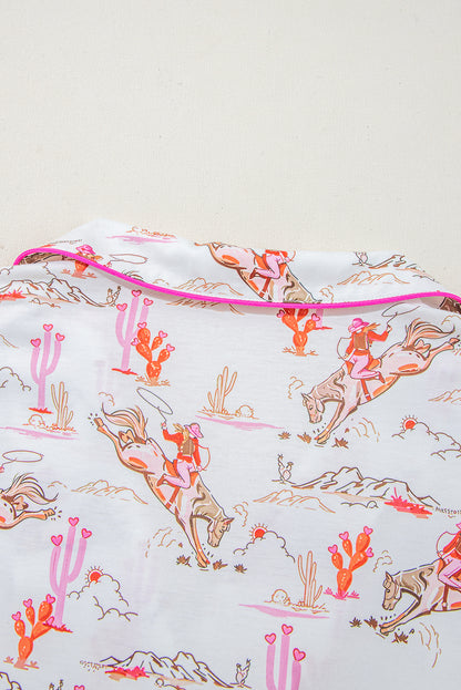 Ensemble de pyjama blanc à imprimé cowgirl country