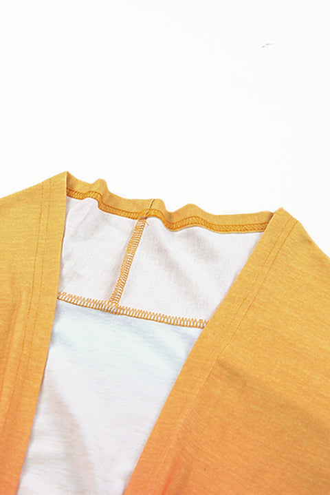 Gradient Tie-dye Open Front Mid-length Cardigan