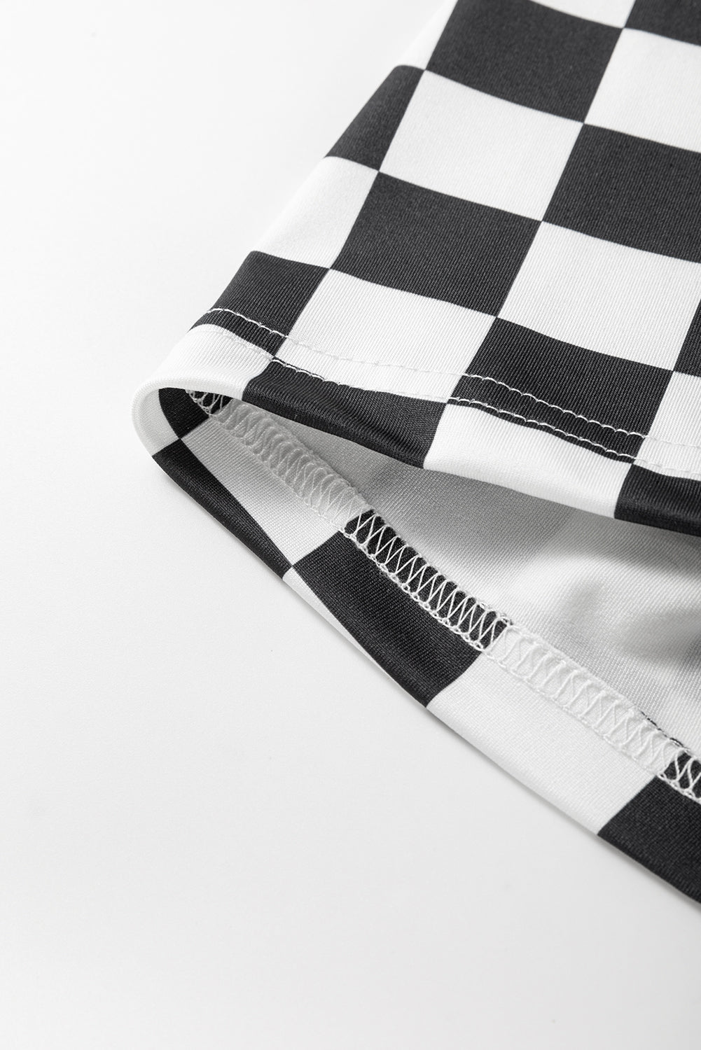 Short cycliste taille haute imprimé damier noir