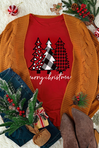 Camiseta de manga corta con estampado gráfico de Merry Christmas Trees
