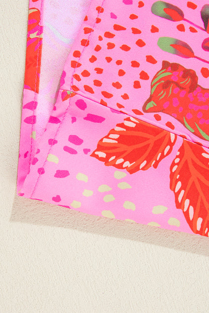 Chemisier à col en V et imprimé floral Rose Jungle