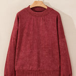 Red Dahlia Drop Shoulder Crew Neck Pullover Sweatshirt