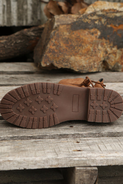 Botines con tiras y hebilla con cremallera de gamuza sintética marrón 