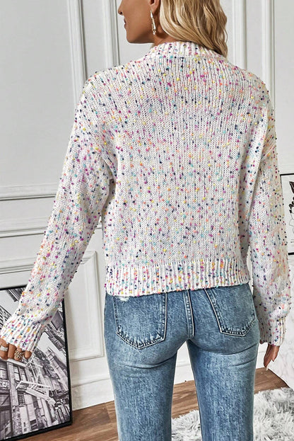 Cardigan blanc à confettis multicolores