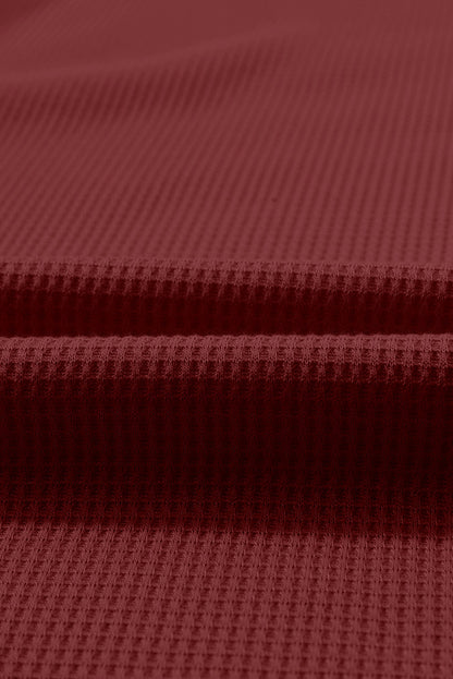 Top de manga larga con botones de punto tipo gofre marrón 