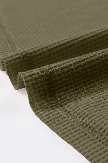 Top de manga larga con botones de punto tipo gofre marrón 