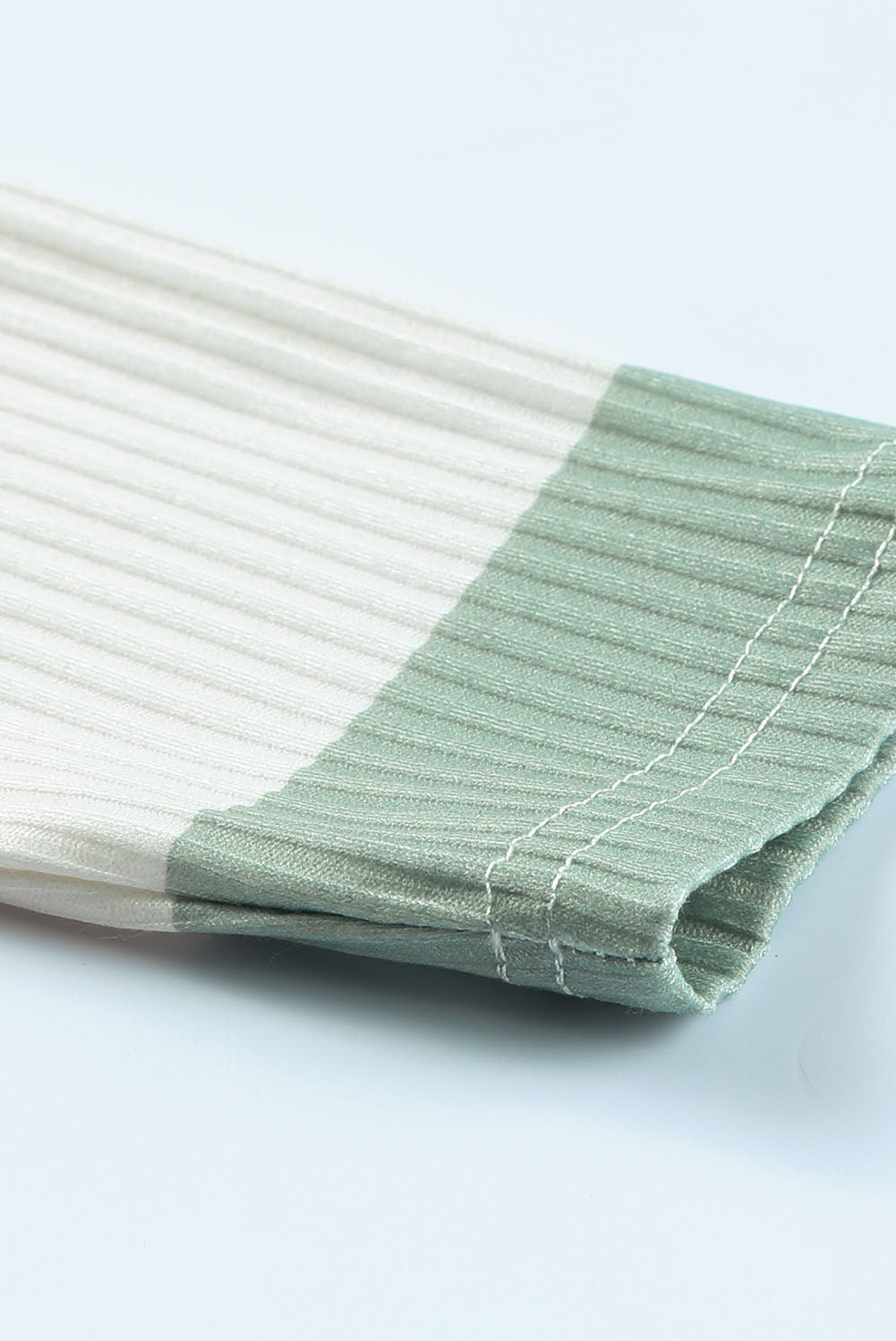 Color Block Ribbed Long Sleeve Top with Pocket