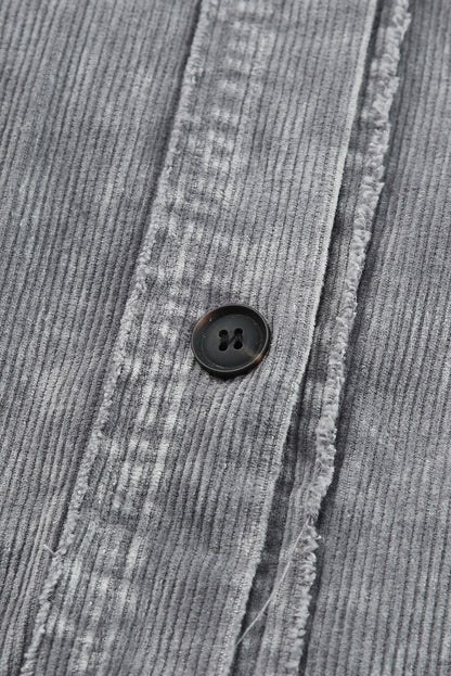 Khaki Vintage Distressed Mineral Wash Oversized Shacket