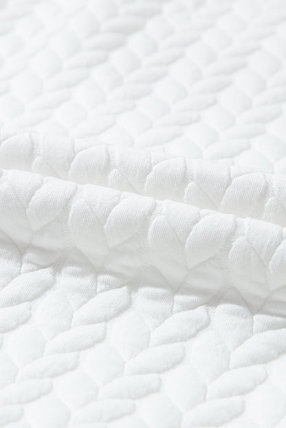 Sweat-shirt blanc en maille torsadée brodée chenille LOVE