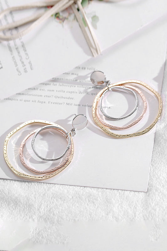 3-color Concentric Rings Dangle Earrings
