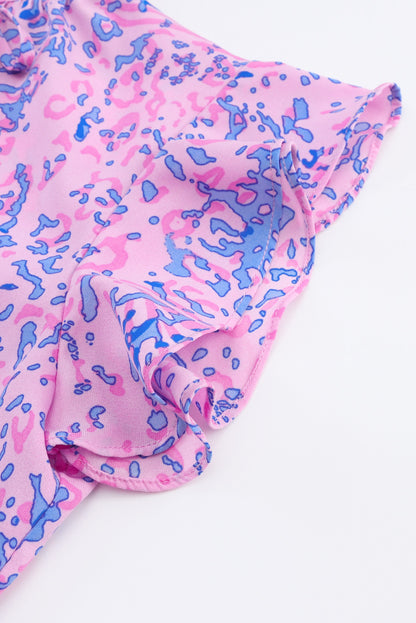 Haut à lacets et volants à imprimé léopard 