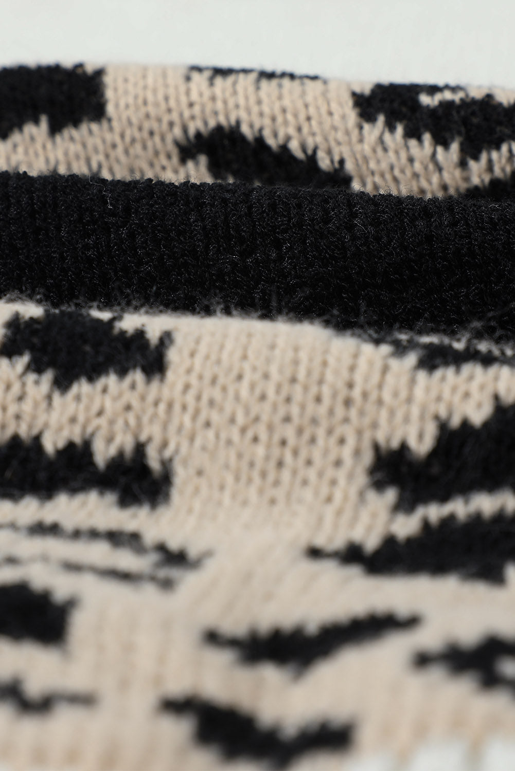 Slouchy Drop-shoulder Leopard Striped Colorblock Sweater