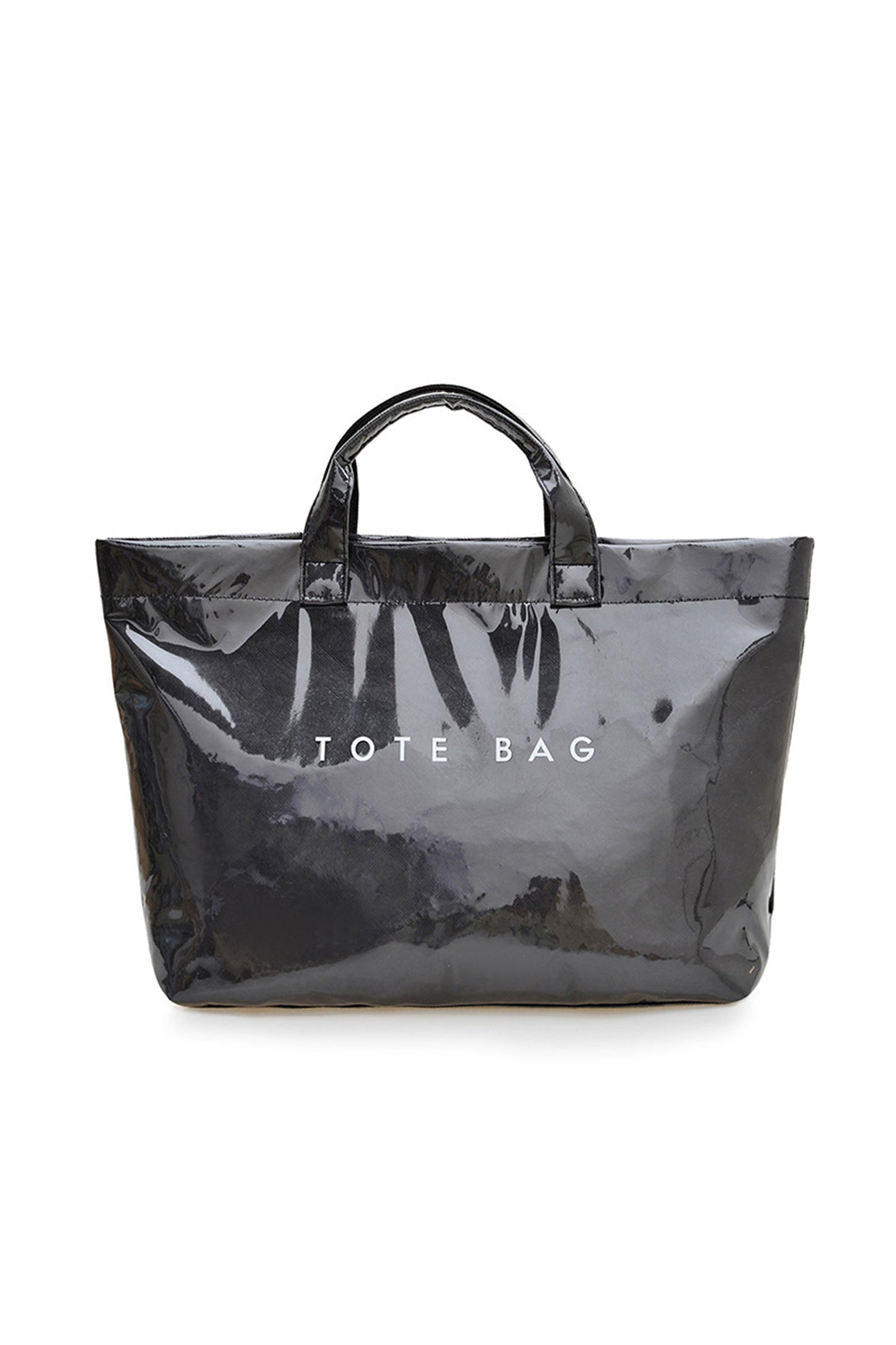 Black white Checkered Glossy PU Leather Tote Bag