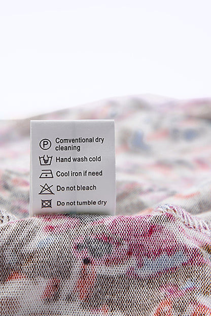 Blackish Plant Print Balloon Sleeve Curvy Dress