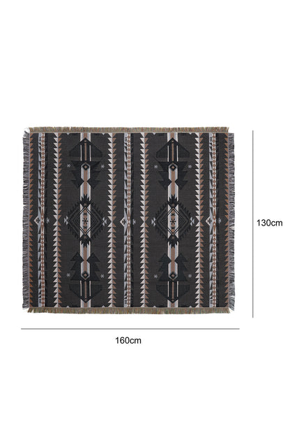 Western Pattern Tasseled Large Blanket
