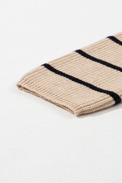 Cardigan ouvert à rayures noires et col châle avec poches