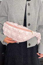 Pink Nylon Leisure Style Puffy Crossbody Bag