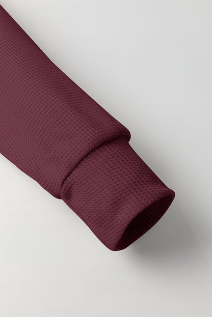 Sweat à capuche oversize en tricot gaufré Red Dahlia doublé polaire