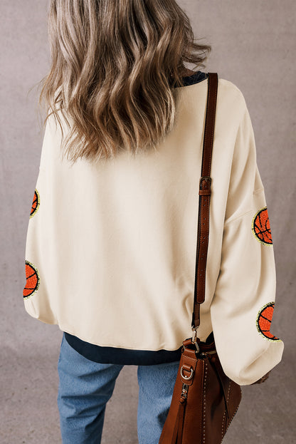 Sweat-shirt oversize blanc à motif de basket-ball GAME DAY
