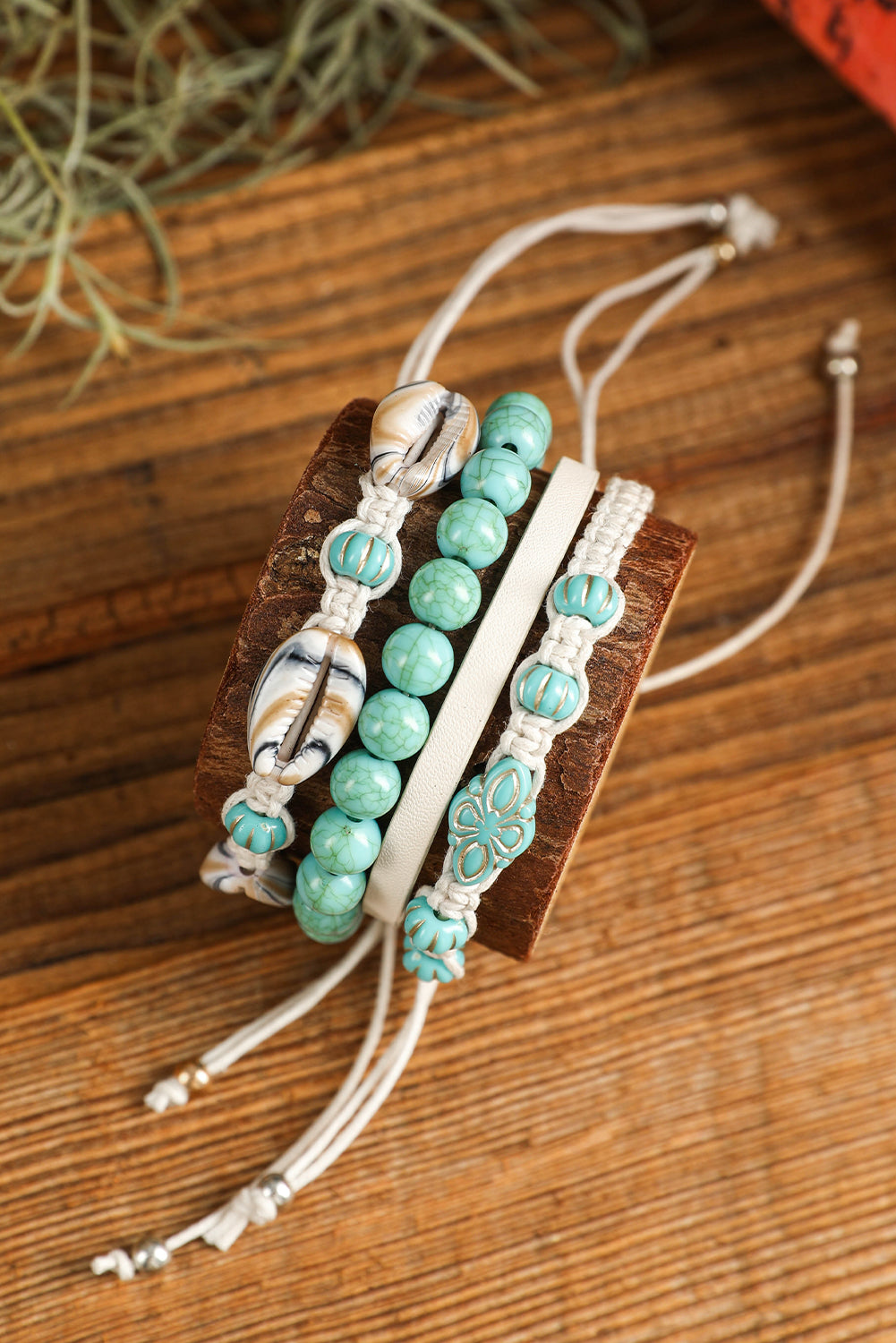 Ensemble de bracelets multicouches en coquillage turquoise occidental bleu clair