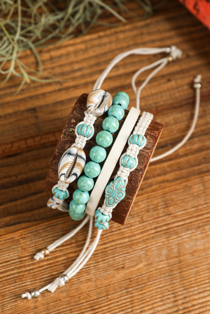 Ensemble de bracelets multicouches en coquillage turquoise occidental bleu clair