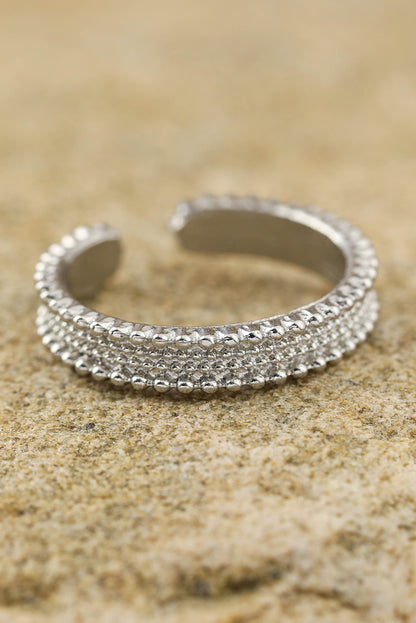 Ensemble de 3 bagues ouvertes en alliage argenté avec strass