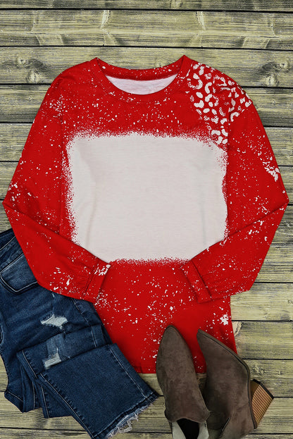 Red Retro Bleached Leopard Spot Pullover