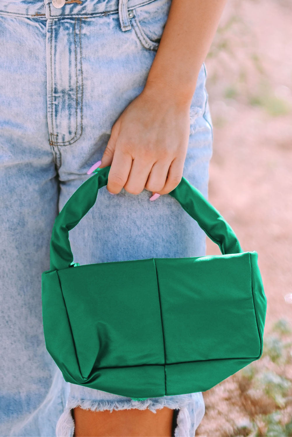 Minimalist PU Leather Zipped Square Handbag 23*7*13cm