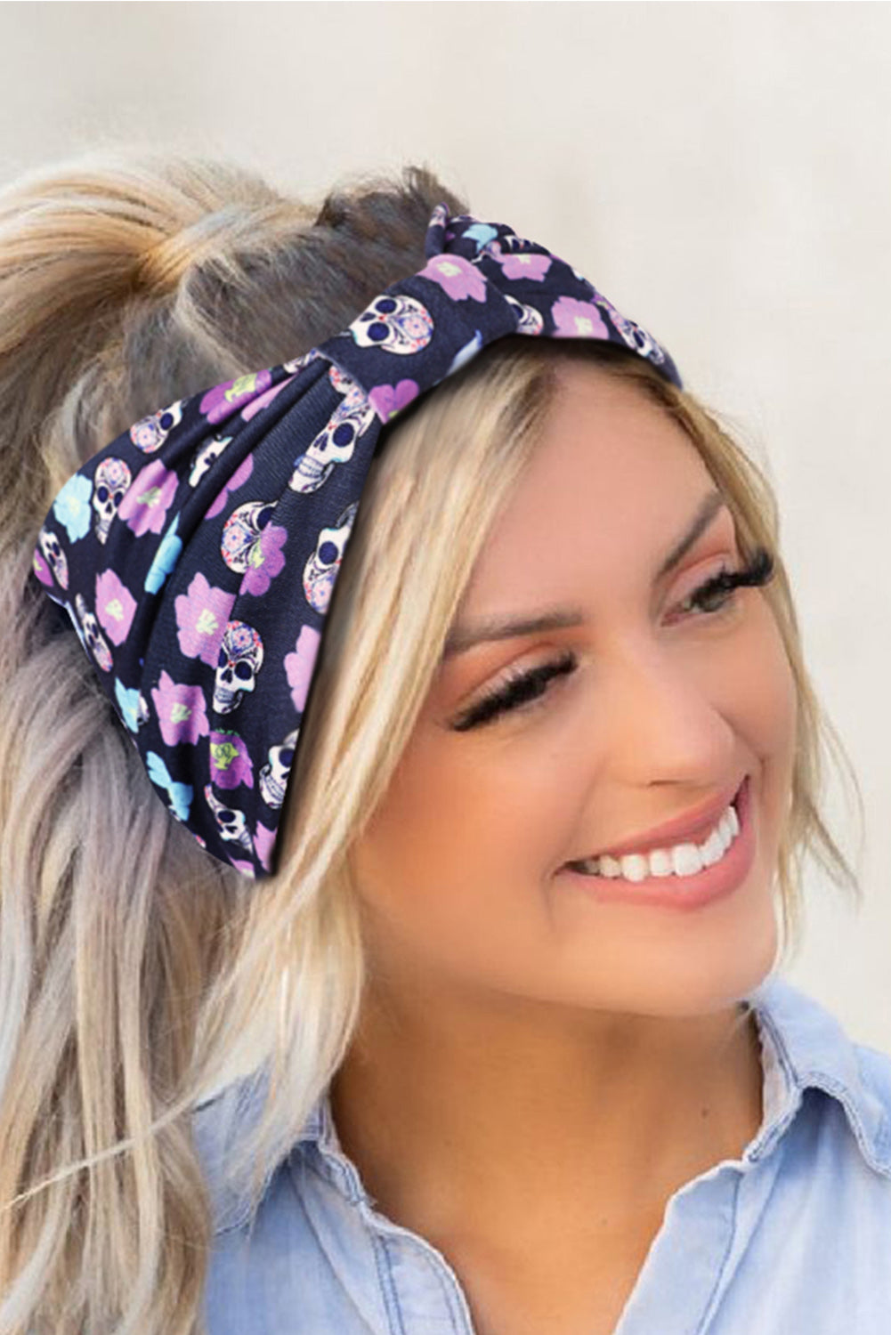 Diadema con lazo estampado con tema de Halloween naranja pomelo 