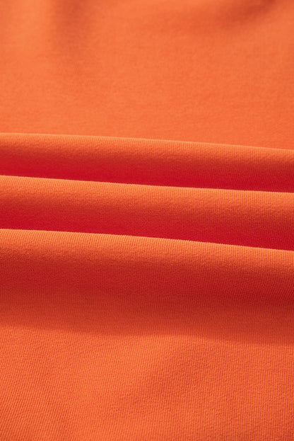 Sweat-shirt en tissu éponge orange roux uni doublé en polaire à épaules tombantes