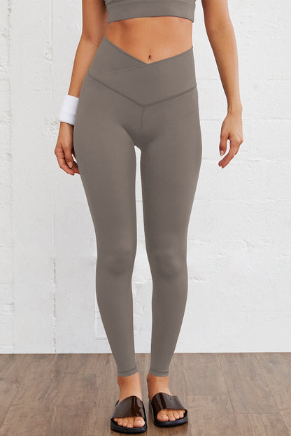 Leggings activos sin costuras con cintura arqueada gris