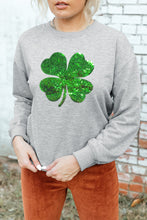 Gray Sequined Clover Patch St Patrick Fashion Sweatshirt