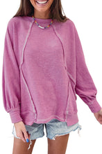 Jersey de felpa con cuello redondo y costuras expuestas rosa 