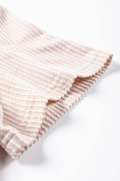 T-shirt texturé côtelé rose à blocs de couleurs