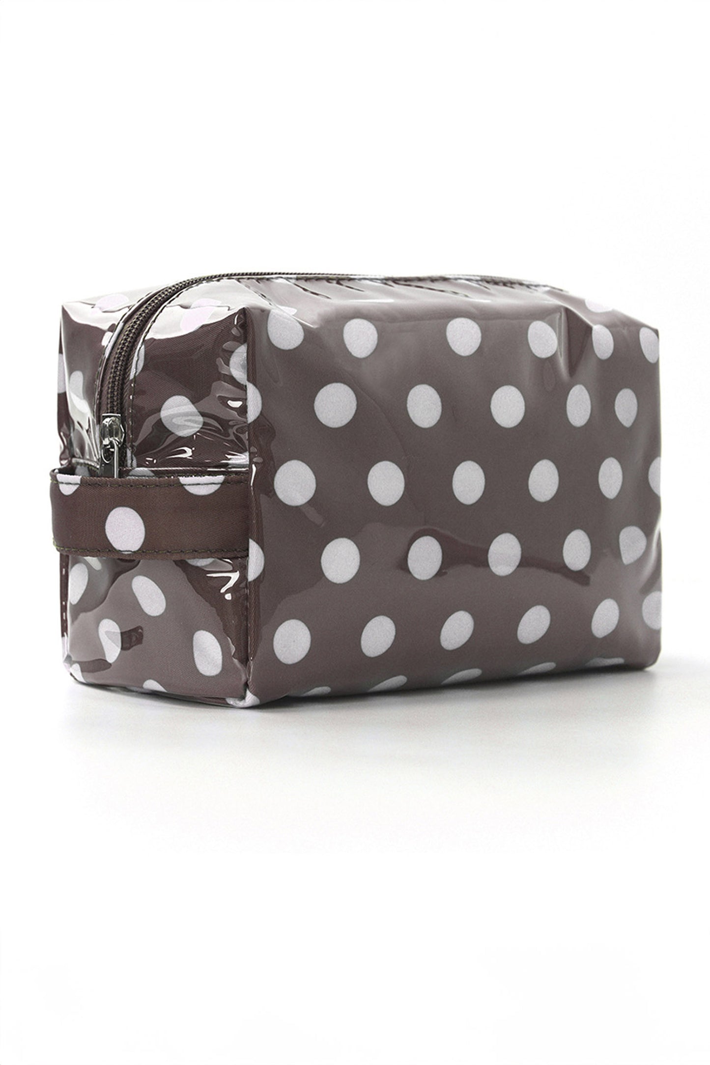 Coffee Durable PVC Polka Dot Makeup Bag