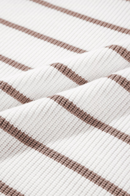 Gilet ample en tricot à rayures kaki et col en V