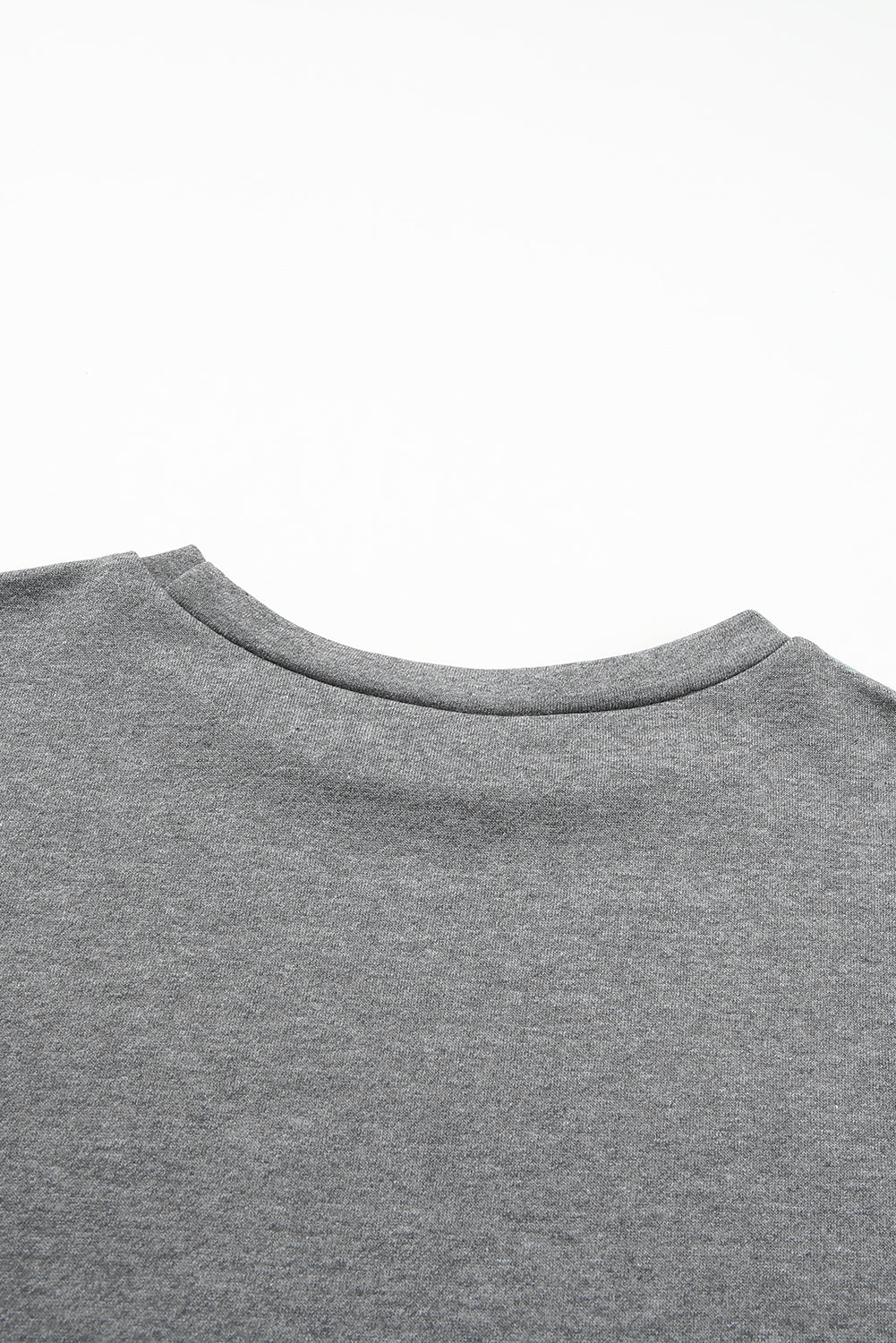 Dark Grey Printed Fringed Ruffled Accent Sweatshirt Dress