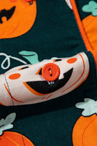 Ensemble pyjama chemise à manches courtes orange à motif Halloween