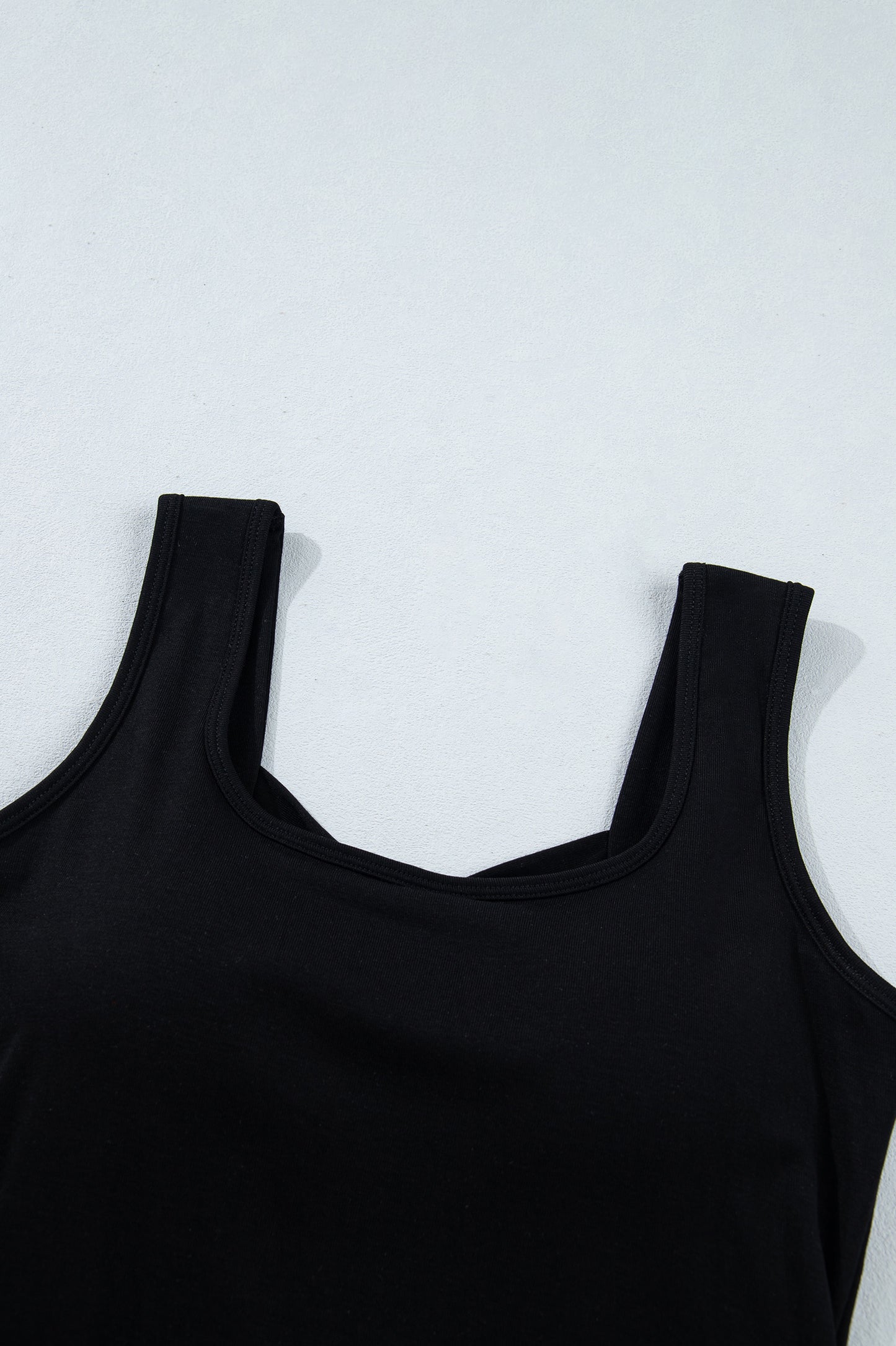 Black Twisted Cross Back Sleeveless U Neck Bra Insert Tank Top