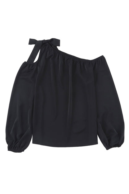 Blusa anudada asimétrica con hombros descubiertos