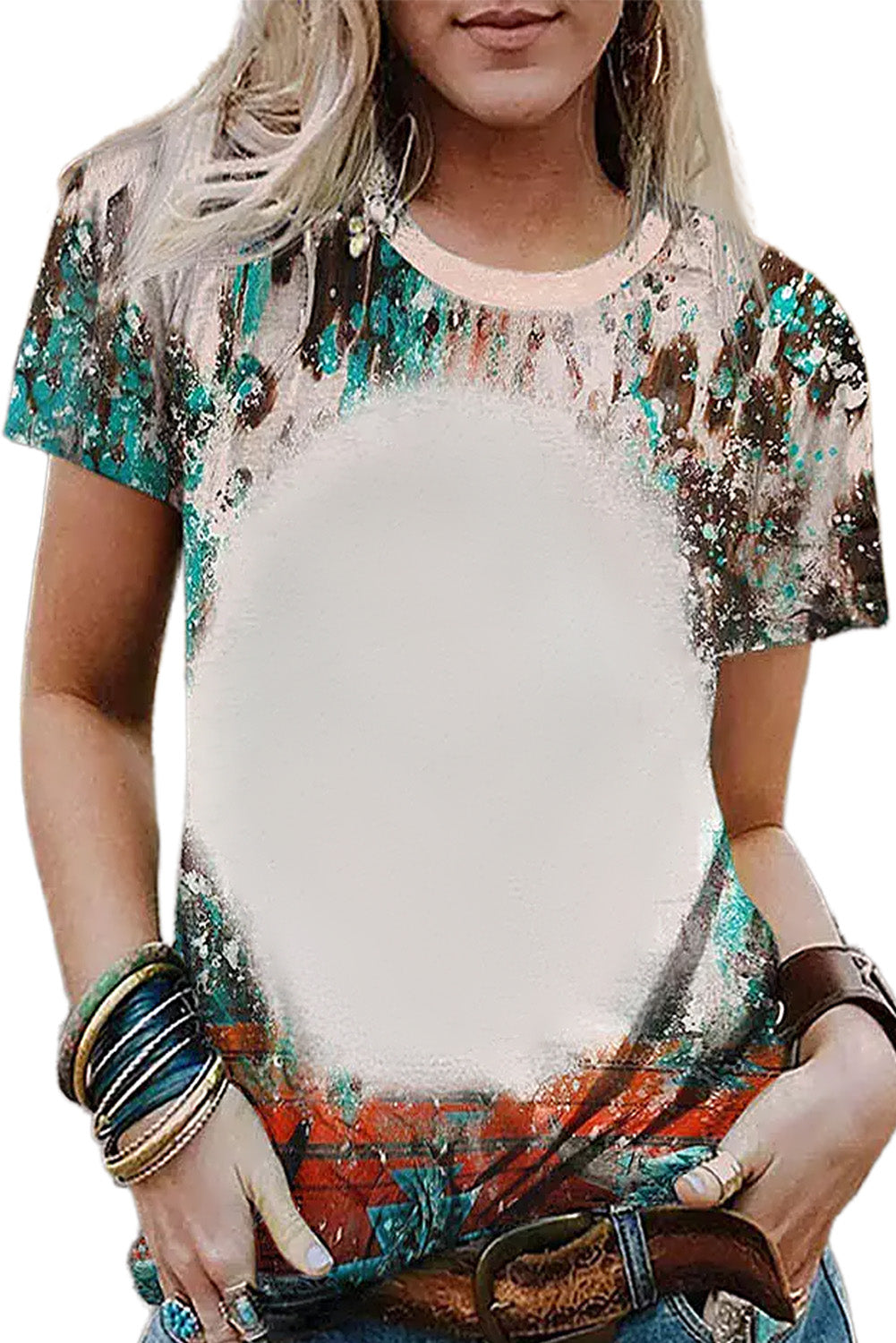 Blank Apparel - T-shirt graphique vierge à imprimé western vert délavé