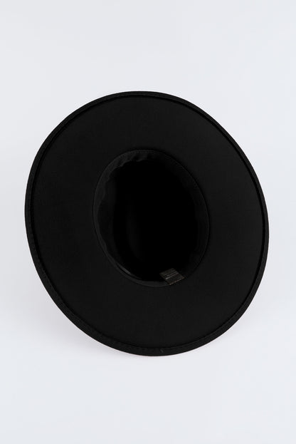 Sombrero Fedora plano retro con bordado azteca marrón