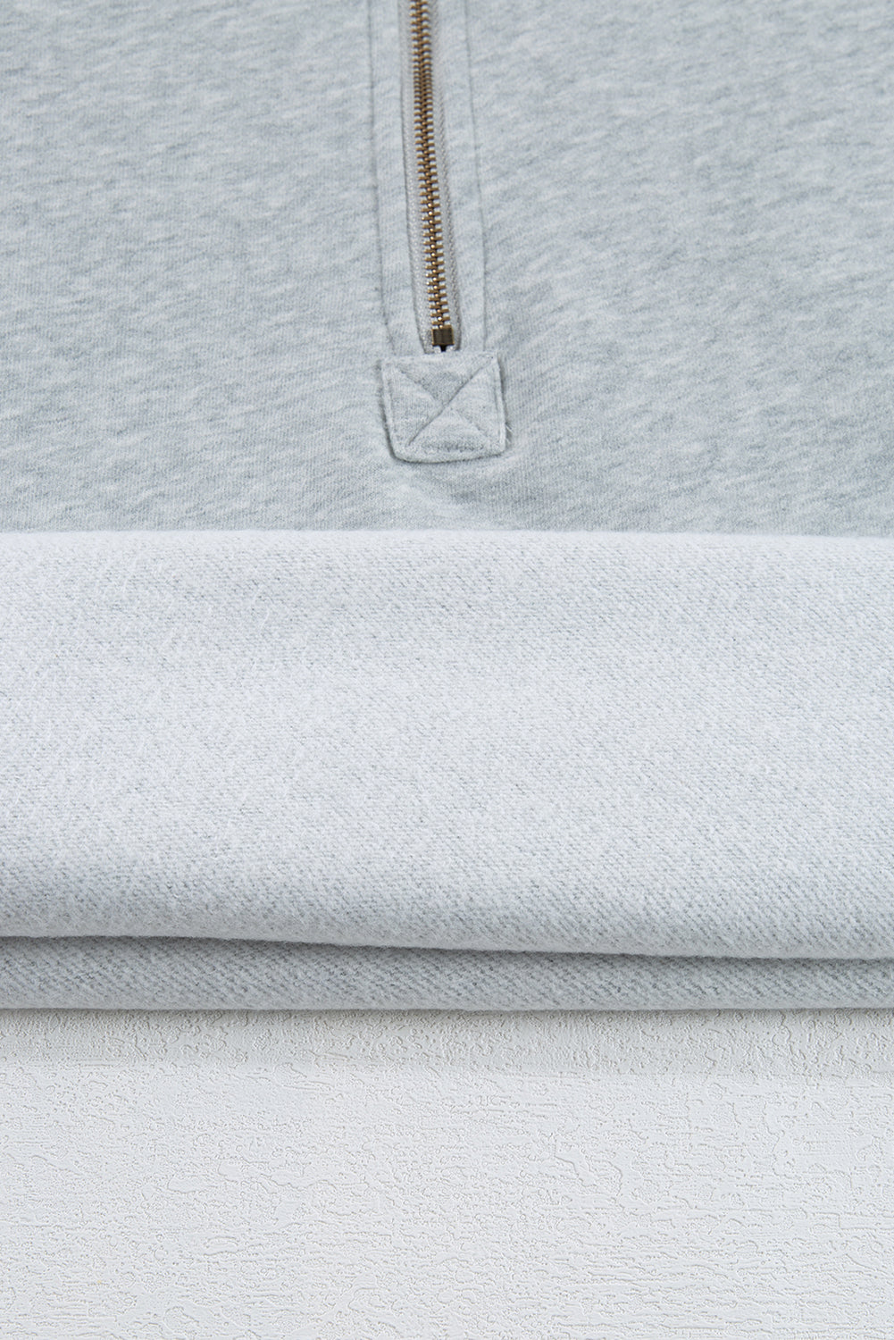 Sweat à capuche ample gris clair doublé en polaire avec poches kangourou à demi-fermeture éclair