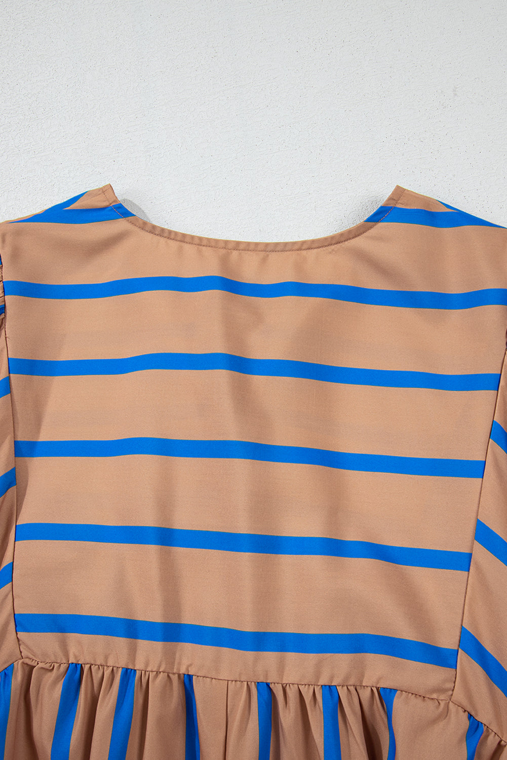 Robe babydoll grande taille à rayures contrastées kaki et manches 3/4