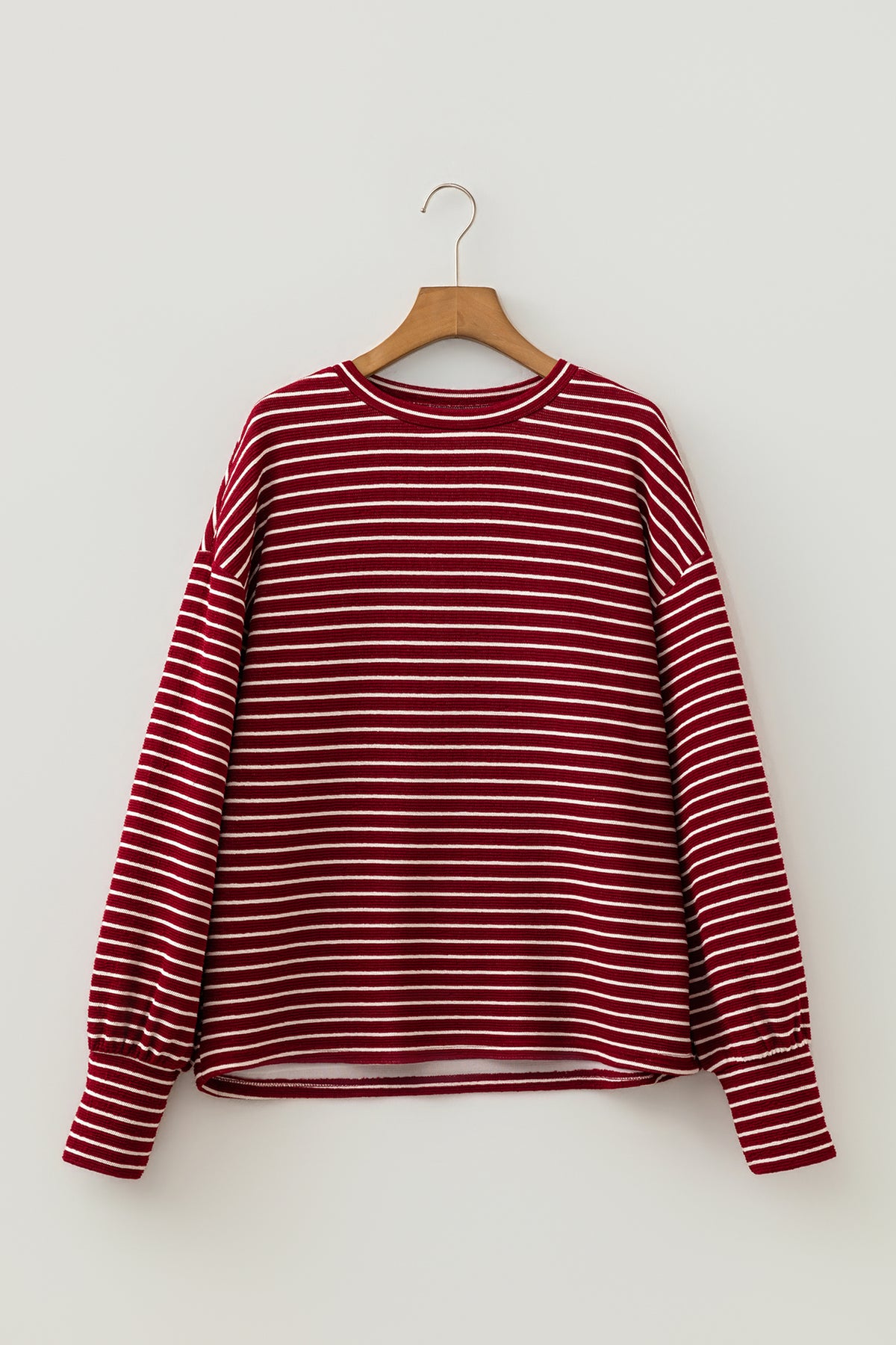 Red Stripe Drop Shoulder Long Sleeve Top