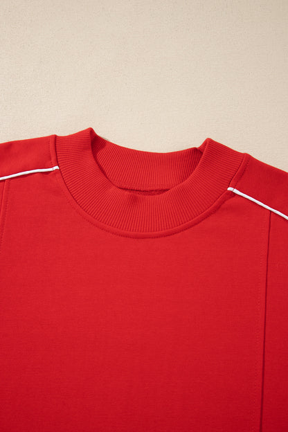 Fiery Red Stand Neck Long Sleeve Regular Fit Sweatshirt