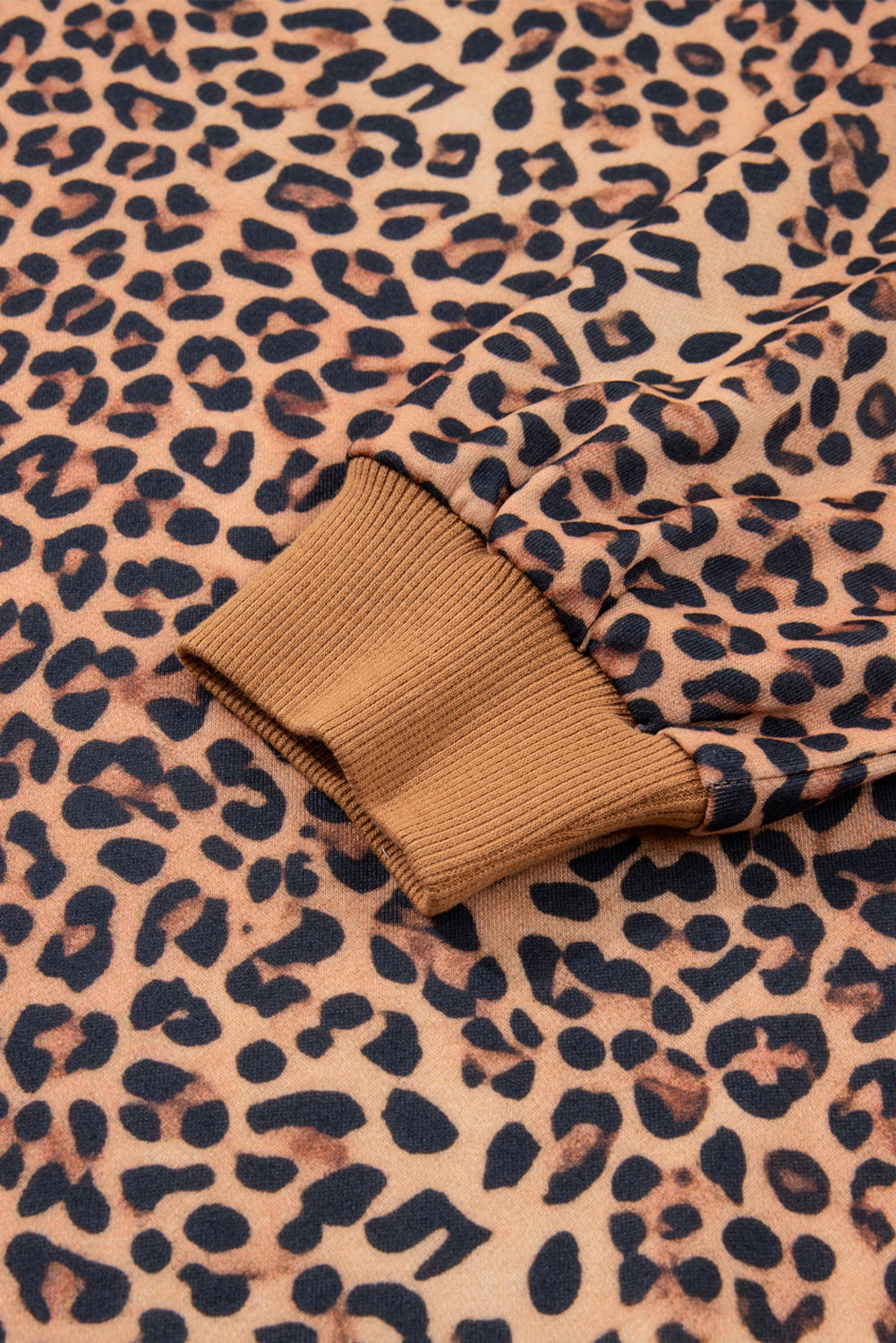 Khaki Leopard Pullover and Pants 2pcs Outfit with Bow Embroidery