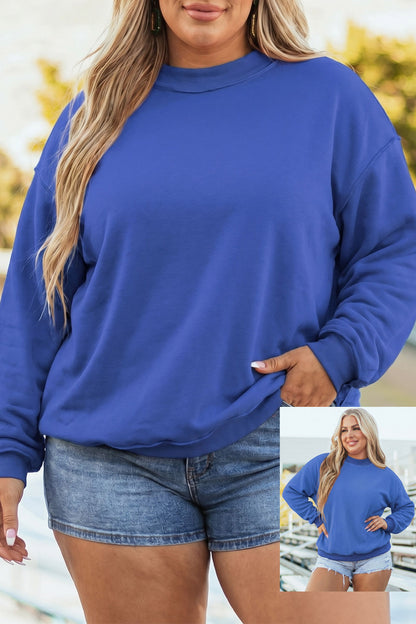 Dark Blue Exposed Seam Detail Reversible Double Wear Plus Size Sweatshirt