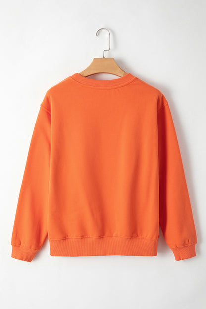 Sweat-shirt en tissu éponge orange roux uni doublé en polaire à épaules tombantes